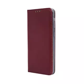 Samsung Galaxy S20 Plus Telefontok - Smart Magnetic burgundy szilikon keretes mágneses könyvtok