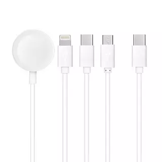 C3186 4in1 - (Type-C / Lightning, Type-C, MicroUSB, Apple Watch) fehér kábel, 2A
