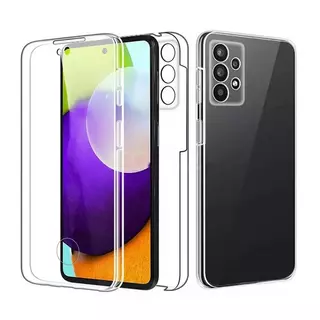 Samsung Galaxy A52 / A52 5G / A52s 5G Telefontok - átlátszó szilikon előlap + plexi hátlapi tok 360°