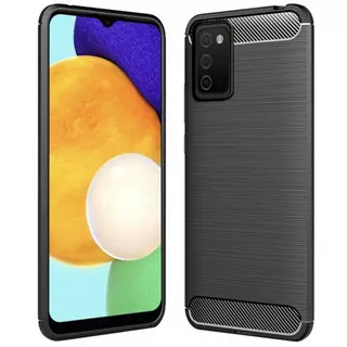 Samsung Galaxy A03s Telefontok - Carbon Fiber fekete szilikon tok