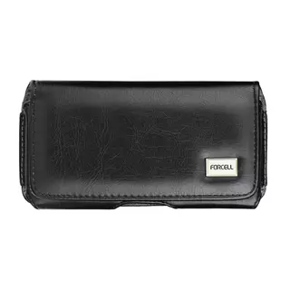 Forcell Classic Telefontok - fekete övre erősíthető ökobőr tok (15X7X1,3 cm)
