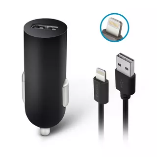 Forever M02 Autós töltő- fekete univerzális töltő + fekete Lightning kábel (1,2m)