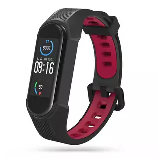 Okosóra szilikon szíj - Xiaomi Mi Smart Band 5 / 6 / 6 NFC / 7 - ARMOUR fekete/piros szilikon szíj