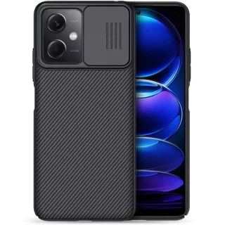 Xiaomi Redmi Poco X5 5G Telefontok - Nillkin csúsztatható kameravédős fekete hátlap tok