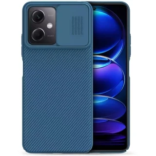 Xiaomi Poco X5 5G Telefontok - Nillkin csúsztatható kameravédős kék hátlap tok