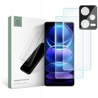 Xiaomi Redmi Note 12 Pro+ 5G Üvegfólia - TECH-PROTECT Supreme - 2 db üvegfólia + 1db fekete keretes kamera védőkeret