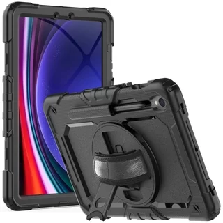 Samsung Galaxy Tab S9 11,0 Tablettok (SM-X710, SM-X716) - SOLID360 ütésálló, kitámasztható, fekete tablet tok