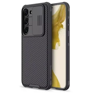 Samsung Galaxy S24+ (S24 Plus) Telefontok - Nillkin csúsztatható kameravédős fekete hátlap tok