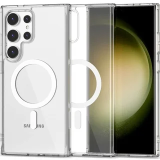 Samsung Galaxy S24 Ultra Telefontok - Tech-Protect Flexair Hybrid - MagSafe kompatibilis átlátszó műanyag hátlap tok, szilikon kerettel