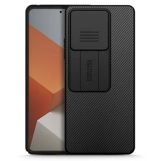 Xiaomi Redmi Note 13 5G Telefontok - Nillkin csúsztatható kameravédős fekete hátlap tok