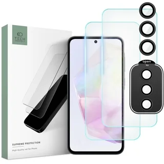 Samsung Galaxy A55 5G üvegfólia- TECH-PROTECT Supreme - 2 db üvegfólia + 1db fekete keretes kamera védőkeret