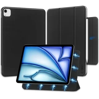 Tablettok iPad Air 13 (2024, 13 coll) - TECH-PROTECT MAGNETIC fekete smart case ceruza tartóval, mágneses rögzítéssel
