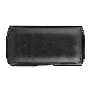Forcell Classic Telefontok - fekete övre erősíthető ökobőr tok (14,3X7X1,3 cm)