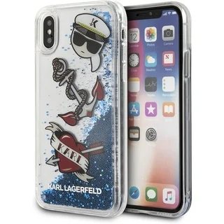 Telefontok iPhone X/XS  - Karl Lagerfeld Karl Captain Carl Liquid Glitter Tok  - Blue