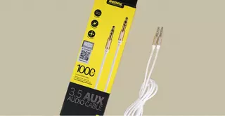 Kábel: Remax RL-L100 fehér 3.5mm jack-jack audio AUX kábel 1m