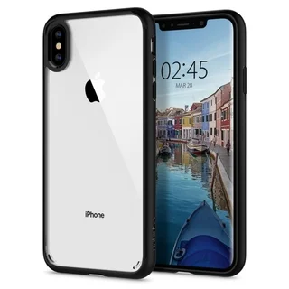 Telefontok iPhone X / iPhone XS - Etui SPIGEN - Ultra Hybrid - Átlátszó Matt fekete keretes